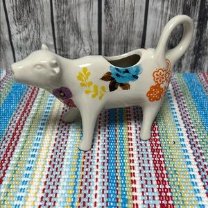 The Pioneer Woman Floral Ceramic Cow Creamer - Blue, Orange, Yellow Accents